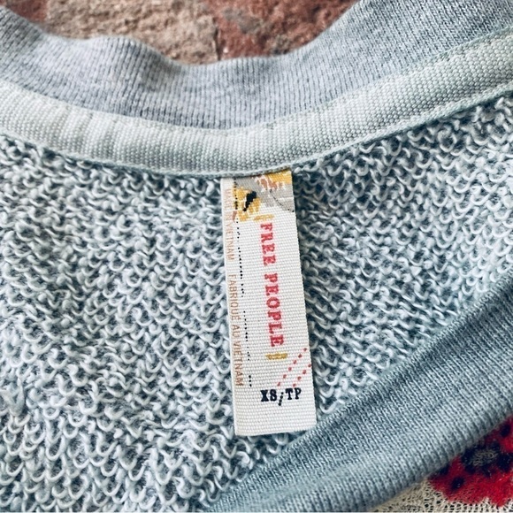 Free People XS gray oversized sweatshirt floral sheer lace - Picture 8 of 16